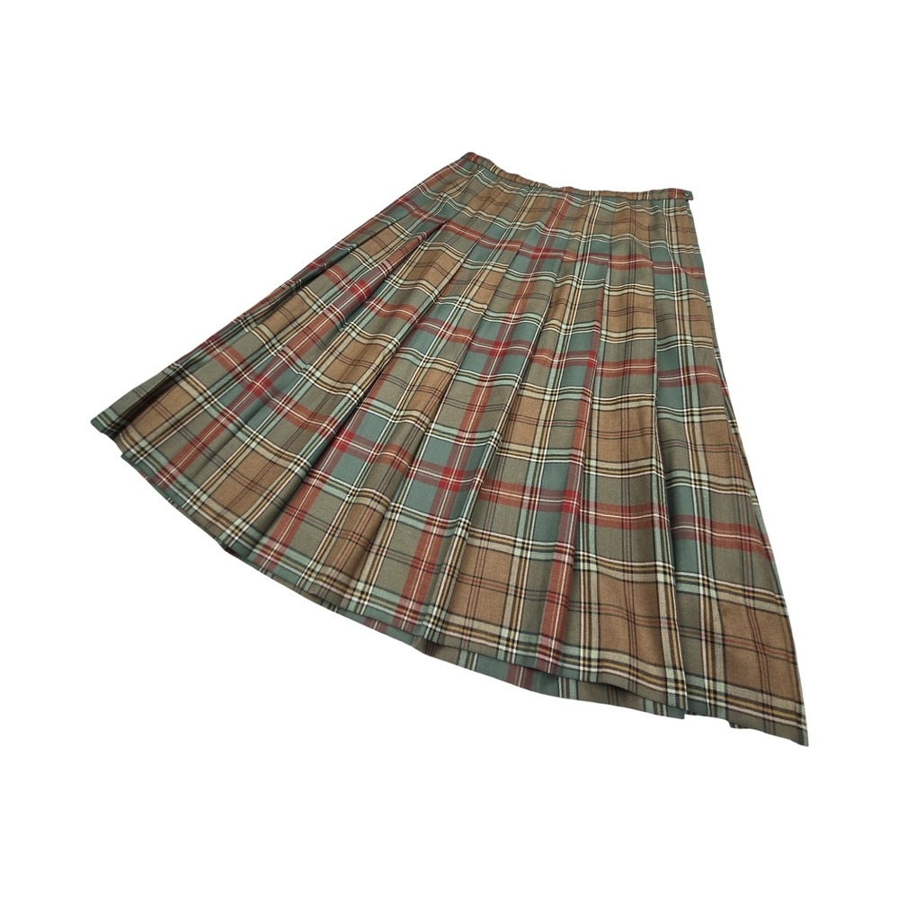 Pendleton Vintage Wool Plaid Pleated Midi Skirt Brown Green Red Plus Size 20W - Picture 5 of 9